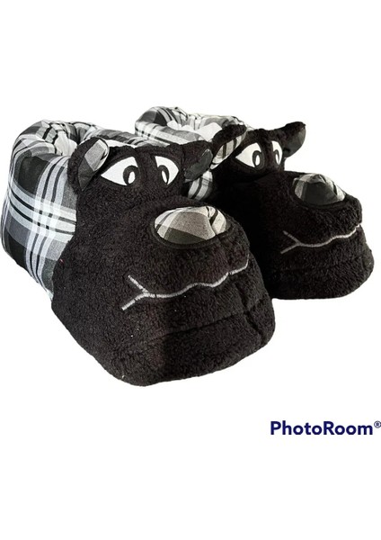 Siyah Beyaz Köpek Hayvanlı Unisex Panduf modelleri