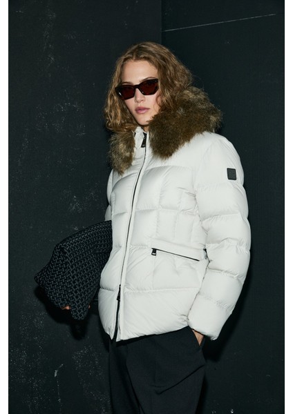 Kadın Klemantın Kaz Tüyü Mont 122120042 Ekru modelleri