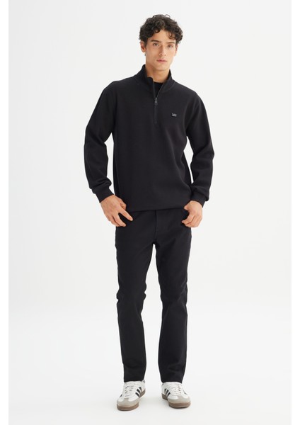 Regular Fit Normal Kesim Kapüşonlu Fermuar Detaylı Siyah Sweatshirt fiyatları