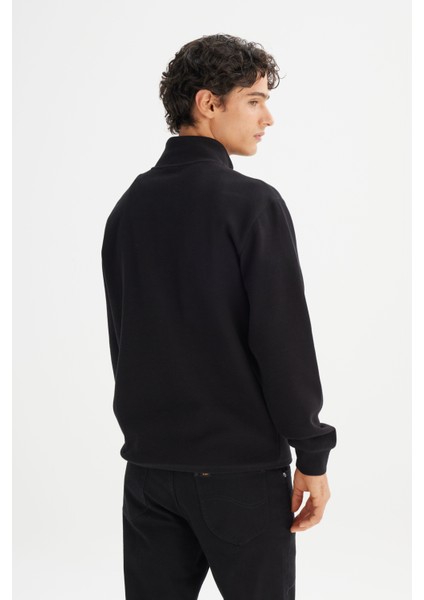 Regular Fit Normal Kesim Kapüşonlu Fermuar Detaylı Siyah Sweatshirt indirimleri