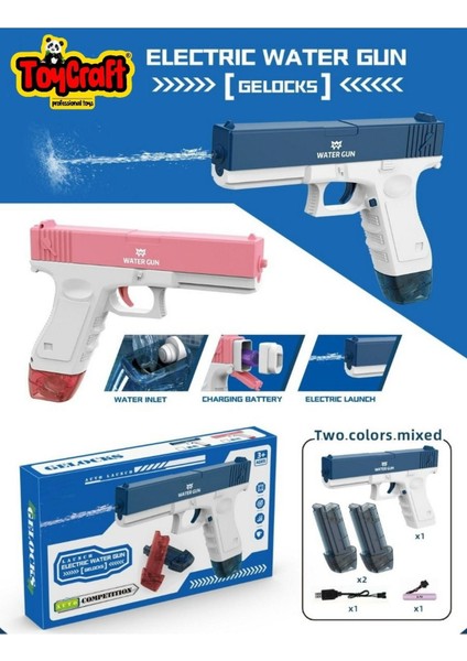 Elektrikli Otomatik Atış Yapan Çift Şaarjörlü Glock Su Tabancası Pembe fiyatları