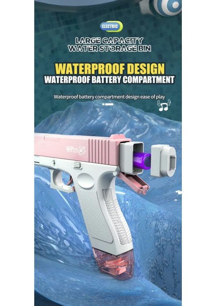 Elektrikli Otomatik Atış Yapan Çift Şaarjörlü Glock Su Tabancası Pembe fırsatları
