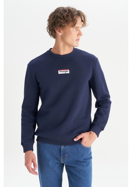 Regular Fit Normal Kesim Bisiklet Yaka Içi Polarlı Lacivert Sweatshirt modelleri