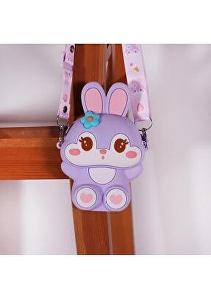 Mor Tavşan Omuz Çantası 1 Adet Lila 14x4x11 cm Kız Çocuklar için Eğlenceli Tasarım
