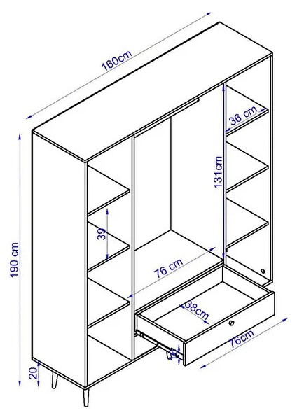 Tema 4 Kapaklı Çekmeceli Dolap – Elbise Dolabı | Iskandinav Tasarım, Kahverengi 160 cm indirimleri
