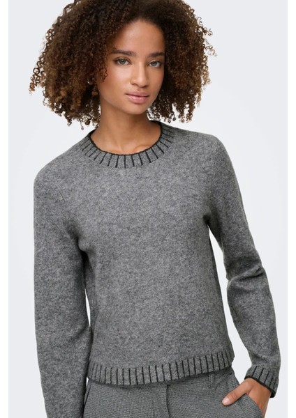 Kadın Onlfına Bisiklet Yaka Yünlü Örme Kazak 15350496 Gri fiyatları