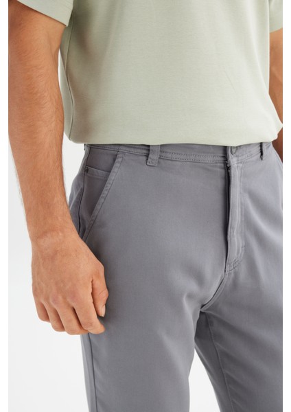 Regular Fit Normal Kesim Normal Bel Pamuklu Esnek Gri Chino Pantolon fırsatları