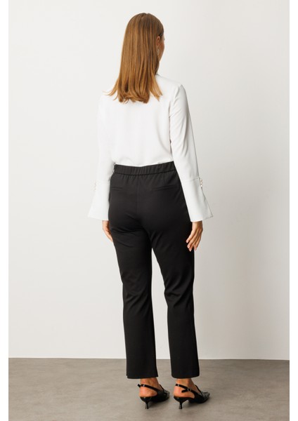 Kadın Büyük Beden Paçası Taşlı Dantelli Pantolon 1091 Siyah fırsatları