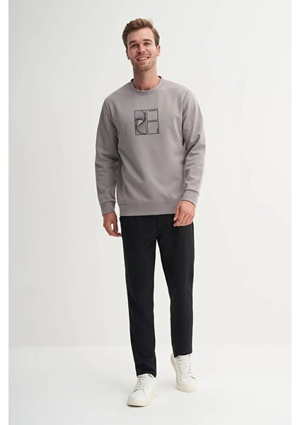 Dynamic Regular Fit Pamuk Karışımlı Baskılı Scuba SWEATSHIRT-53290
