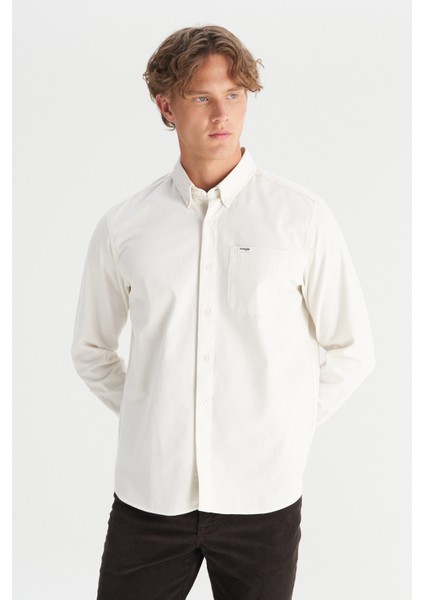 %100 Pamuk Regular Fit Normal Kesim Cep Detaylı Bej Gömlek modelleri