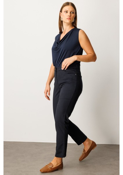 Kadın Büyük Beden Dar Paça Pantolon 1063 Lacivert fiyatları