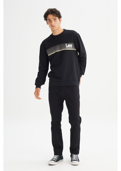 Regular Fit Normal Kesim Bisiklet Yaka Baskılı Siyah Sweatshirt fiyatları