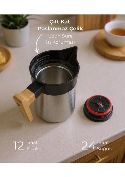 North Bambu Saplı Çelik Termos 2 Litre-Inox fiyatları