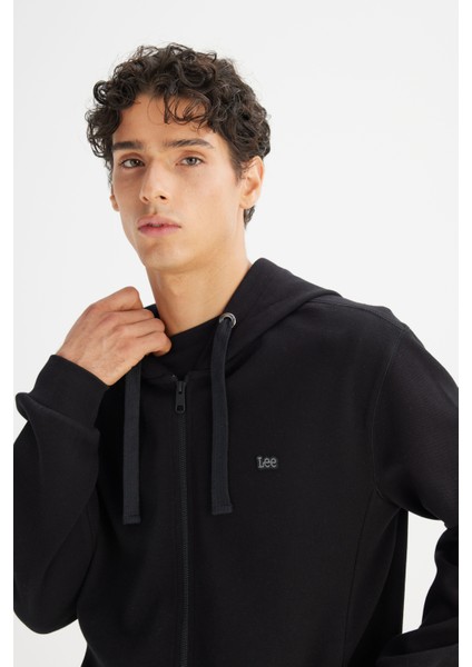 Regular Fit Normal Kesim Kapüşonlu Fermuarlı Siyah Sweatshirt Ceket fırsatları