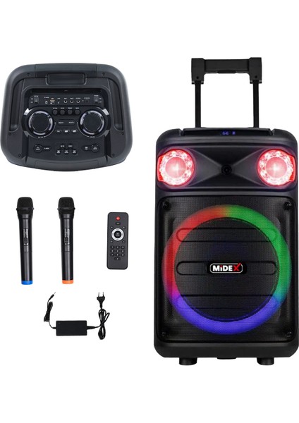 1300 Watt Taşınabilir Mikrofonlu Karaoke Eğlence Ses Sistemi MXR-1300 (Bluetooth Kayıt USB Şarjlı)