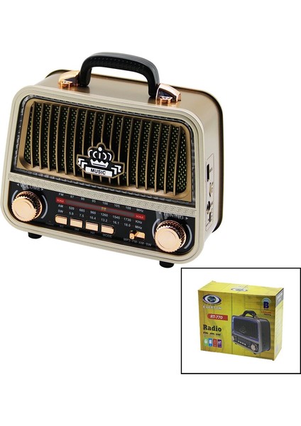 Typc-E Sarjlıbluetoothibreli Fm Radyo Mp3 USB - Tf PLAYER4V Out- Aux In RT-770