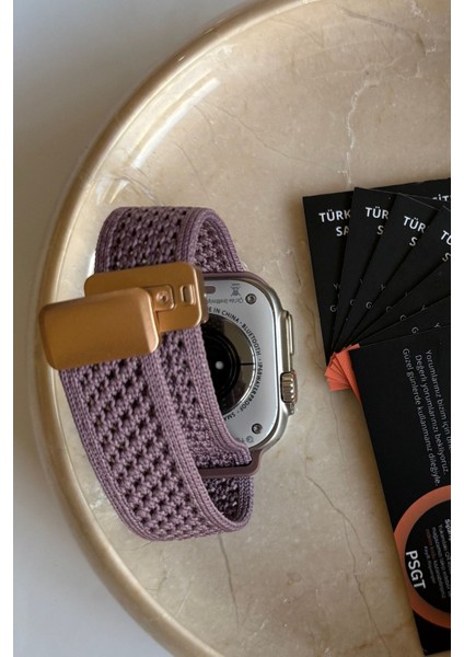 Apple Watch Uyumlu S10-46MM 42 44 45 49 mm Naylon Dokuma Manyetik Erkek Kadın Örme