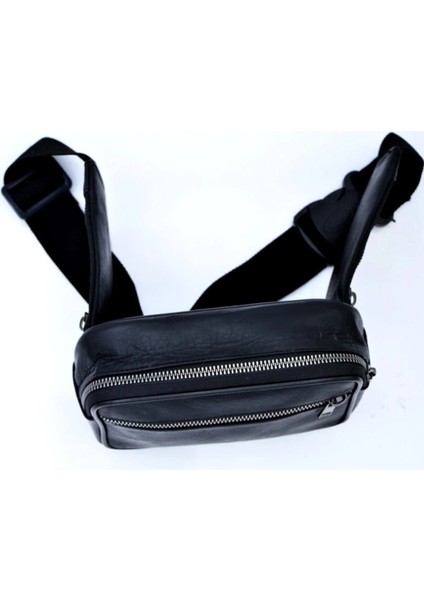 Unisex Siyah Deri Bel Omuz Çantası fırsatları