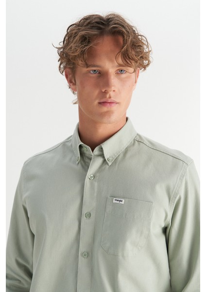 %100 Pamuk Regular Fit Normal Kesim Cep Detaylı Mint Yeşili Gömlek fırsatları