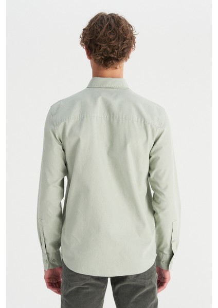 %100 Pamuk Regular Fit Normal Kesim Cep Detaylı Mint Yeşili Gömlek indirimleri