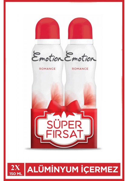 2 Adet Emotion Romance Kadın Vegan Deodorant 150 ml Hızlı Kurur, Leke Bırakmaz