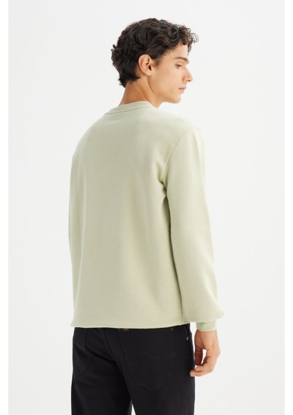 Regular Fit Normal Kesim Bisiklet Yaka Baskılı Mint Yeşili Sweatshirt indirimleri