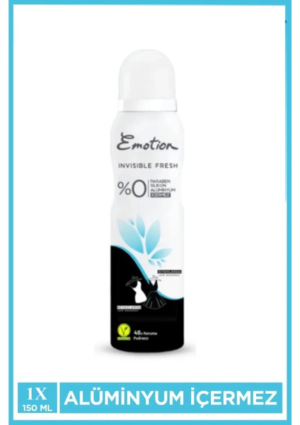 Emotion Invisible Fresh Black & White Kadın Deodorant 150ML Vegan, Leke Bırakmaz