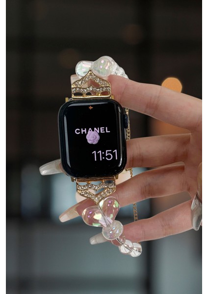 Apple Watch Series 10/11 42MM 10/9/8/7/6/5/4/3/SE 41MM 40MM 38MM Kordon Boncuk Kalp Fiyonk fiyatları