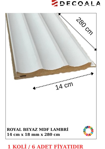 Mdf Tavan ve Duvar Lambri 14X280 cm ( 6 Adet )