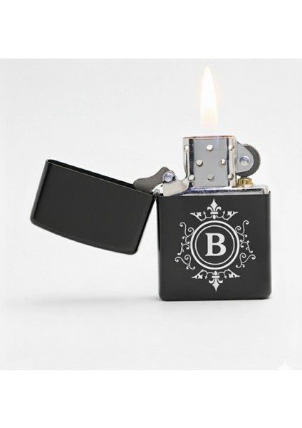B Harfli Detaylı Kişiye Özel Harf Baskılı Benzinli Çakmak