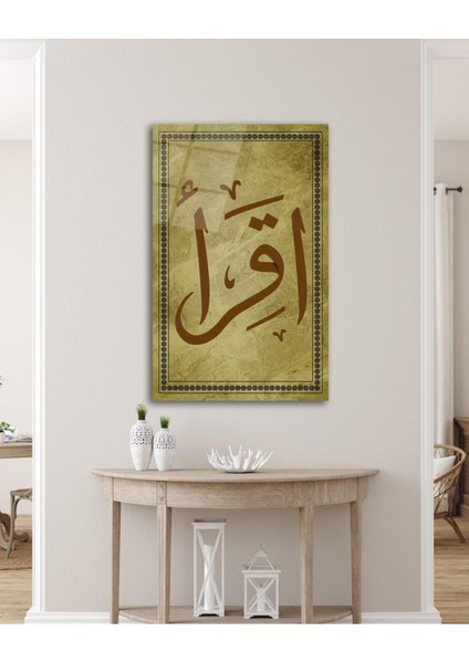 Ikra Oku Hat Sanatı Cam Tablo Islami Dini Modern Ev Ofis Salon Hediyelik Büyük Tablo Duvar Dekoru fırsatları