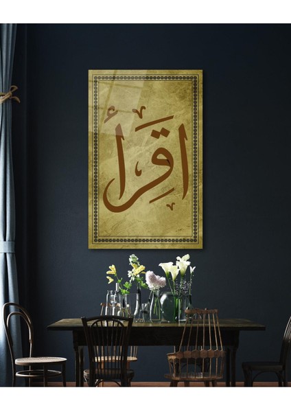 Ikra Oku Hat Sanatı Cam Tablo Islami Dini Modern Ev Ofis Salon Hediyelik Büyük Tablo Duvar Dekoru