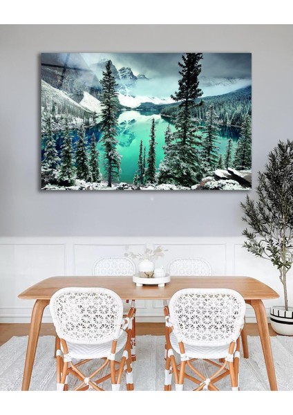 Dağ Göl Manzara Cam Tablo, Ev Ofis Salon Hediyelik Duvar Dekoru fiyatları