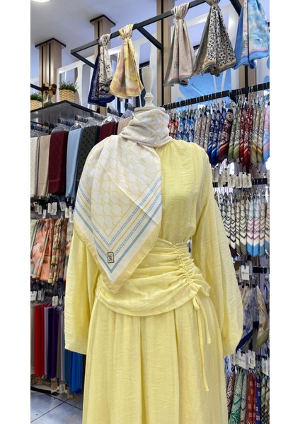 Çizgi K Desen Eşarp Sarı