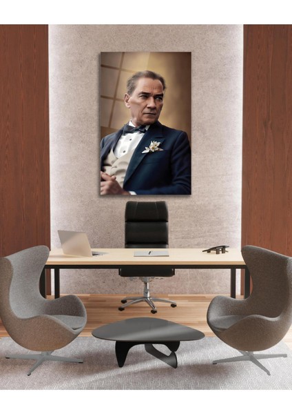 Atatürk Portre Cam Tablo Modern Ev Ofis Salon Hediyelik Büyük Tablo Duvar Dekoru fırsatları