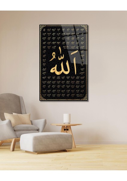 Allah'ın 99 Ismi Cam Tablo Dini Islami Modern Ev Ofis Salon Hediyelik Büyük Tablo Duvar Dekoru indirimleri