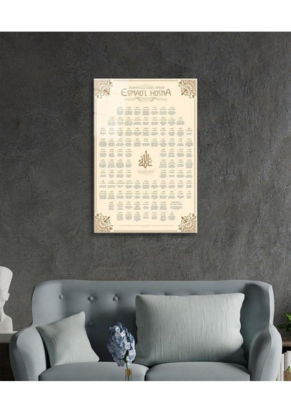 Esmaül Hüsna Allah'ın Isimleri Sıfatları Dini Islami Duvar Dekoru Cam Tablo 4mm Dayanıklı Temperli fiyatları