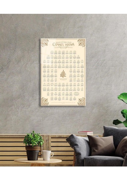 Esmaül Hüsna Allah'ın Isimleri Sıfatları Dini Islami Duvar Dekoru Cam Tablo 4mm Dayanıklı Temperli modelleri