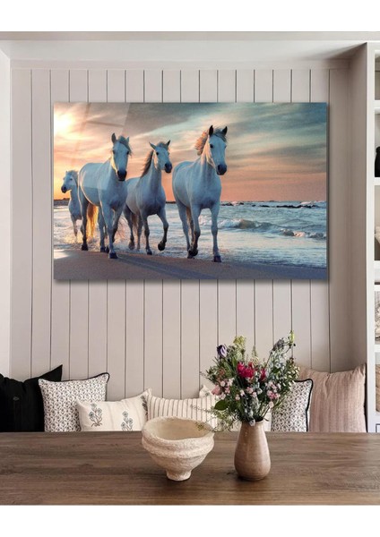Atlar Deniz Cam Tablo Islami Dini Modern Ev Ofis Salon Hediyelik Büyük Tablo Duvar Dekoru indirimleri