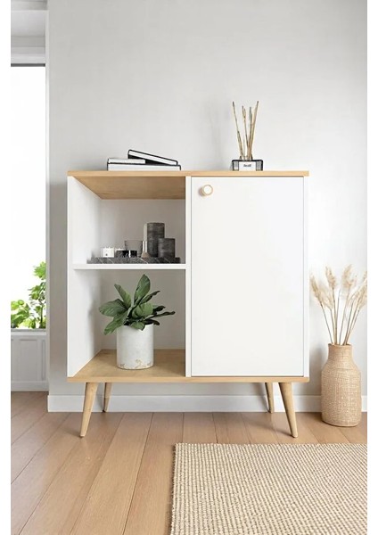 Tune Çok Amaçlı Dolap | Kapaklı Raflı Dolap | Meşe - Beyaz fırsatları