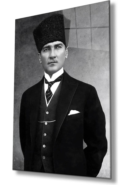 Atatürk Portre Cam Tablo Modern Ev Ofis Salon Hediyelik Büyük Tablo Duvar Dekoru