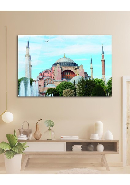 Ayasofya Camii Cam Tablo Islami Dini Modern Ev Ofis Salon Hediyelik Büyük Tablo Duvar Dekoru