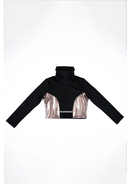 Kadın Siyah Boğazlı Parlak Detay Bluz indirimleri