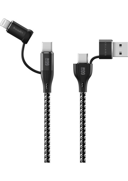 Premium Naylon 4'ü 1 Arada Pd 60W Kablo 1.2m - Siyah fiyatları