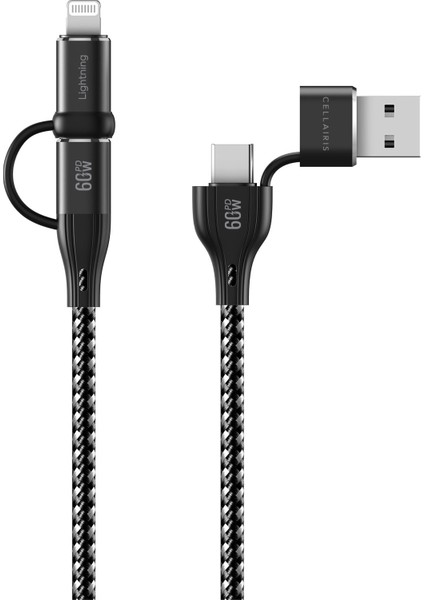 Premium Naylon 4'ü 1 Arada Pd 60W Kablo 1.2m - Siyah fırsatları