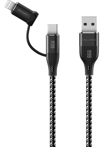 Premium Naylon 4'ü 1 Arada Pd 60W Kablo 1.2m - Siyah indirimleri