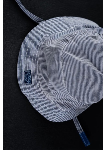 Kız Bebek Lacivert Beyaz Çizgili Losan Şapka