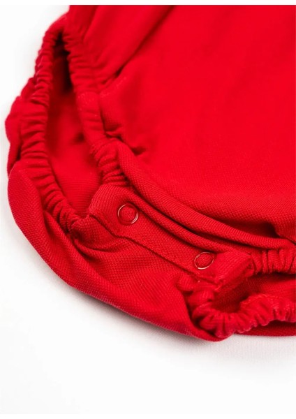 Kız Bebek Kırmızı Yaka Detaylı Alttan Çıtçıtlı Zıbın