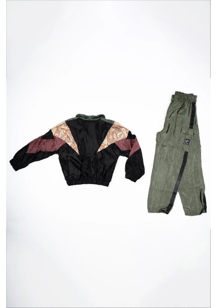 Kadın Çok Renkli Parlak Garnilli Kırışık Alt Üst Takım