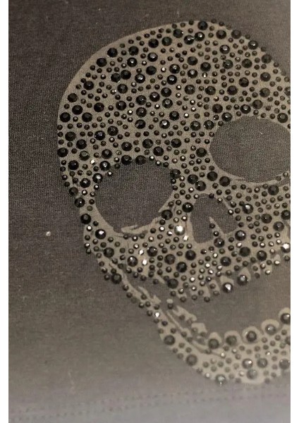 Kadın Siyah Kuru Kafalı Uzun Kollu Sweatshirt